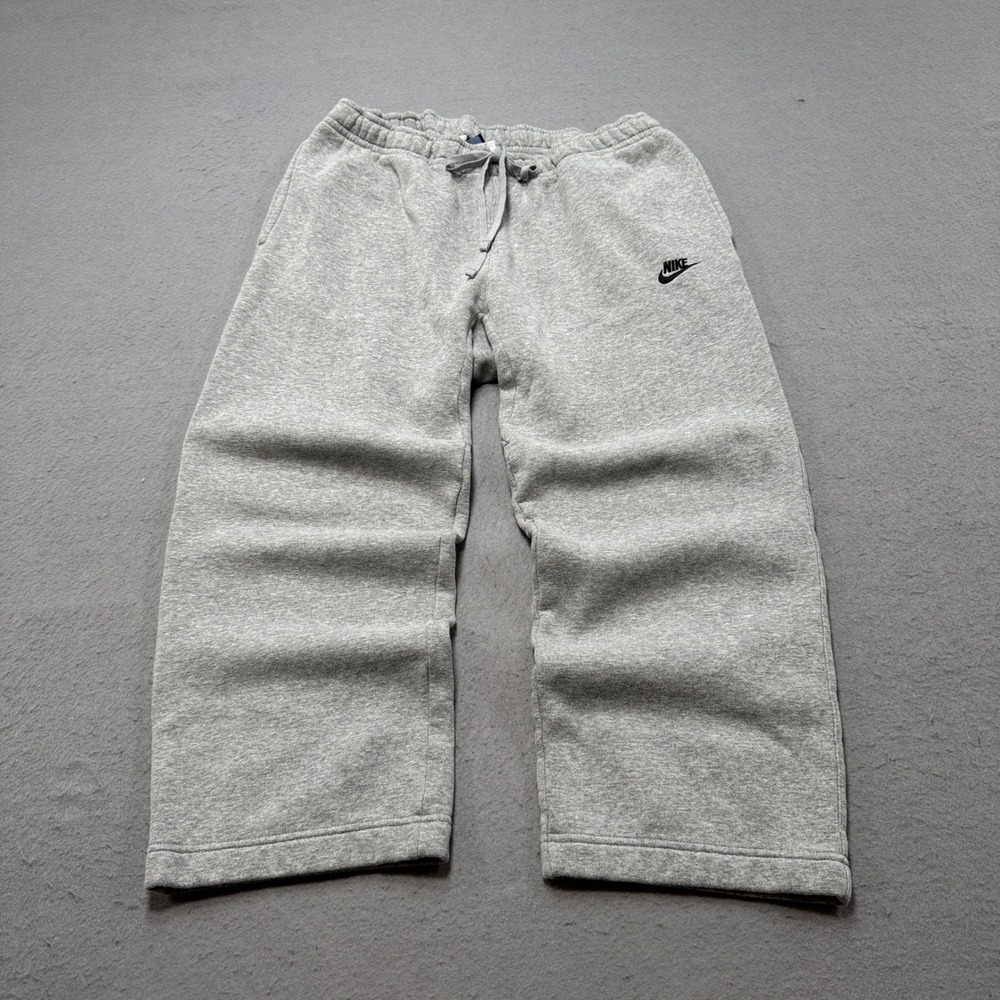 Nike Sweatpants Men's XL Gray Wide Leg Fleece Lined Relaxed Fit Loungewear Comfy